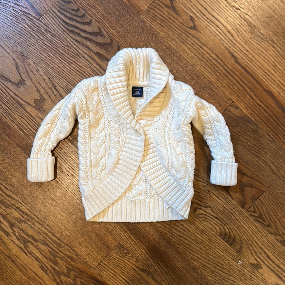 EUC Gap Cream One Button Cable Knit Cardigan; 12-18 M
